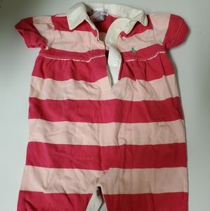 Ralph Lauren Rugby stripe pink onesie 6 months